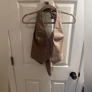 Good American Taupe/Brown Tie-Front and back Vest NWT size M